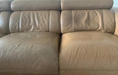 comparison of cleaned cream color sofa