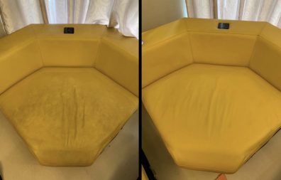 comparison of cleaned yellow color sofa